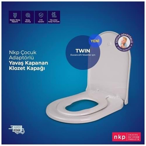 Amortisörlü Klozet Kapak (Duv.Sıfır-Çocuk Adaptörlü-Twin )